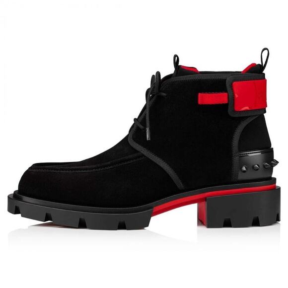 Christian Louboutin Mens Our Georges 2 Flat Black Suede Combat Lace Up Boot 42 9 - Picture 7 of 11